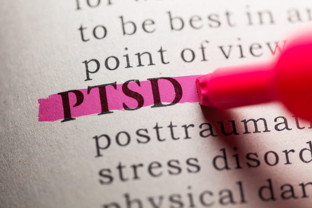 A highlighted PTSD word